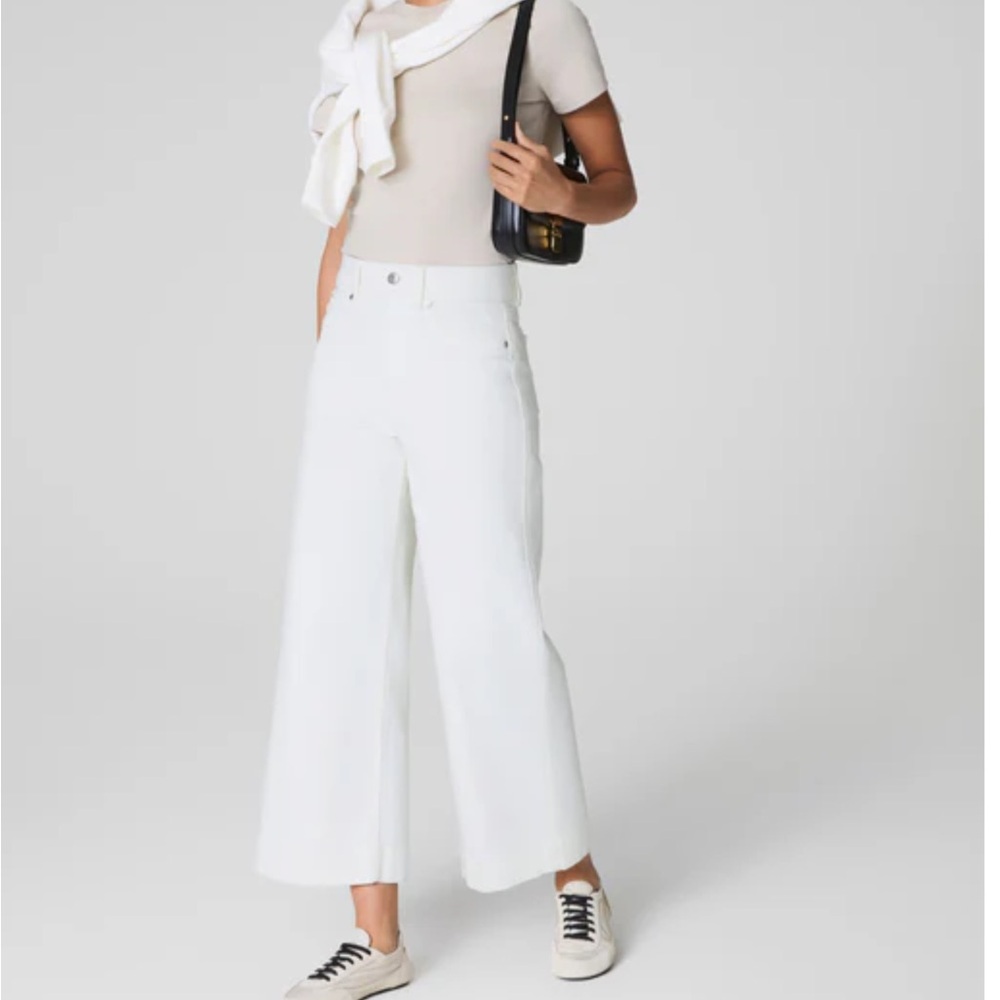 SPANX Women's Wide Leg White Jeans.